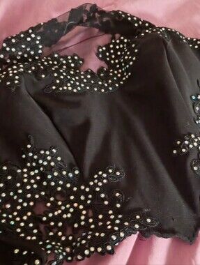 Lacey Jeweled Halter Top with Boning (Zipper Repair Needed)